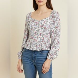 Abercrombie & Fitch Multi Floral Print Long Sleeve Button-Down Blouse Sz XS